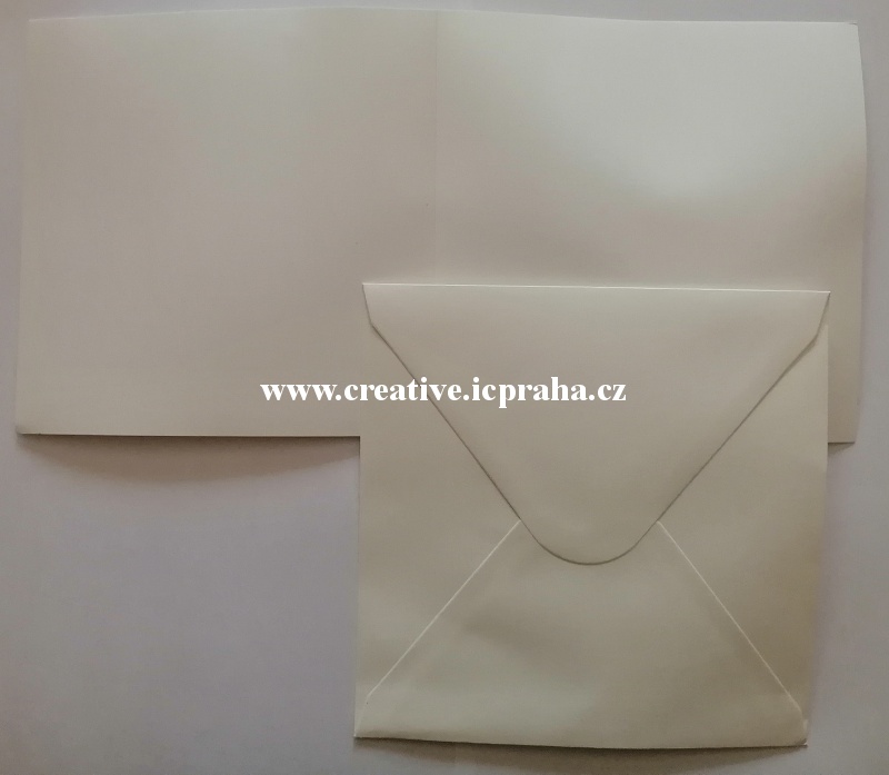 přání + obálka 15x15cm - Ivory papír 240g/m2
